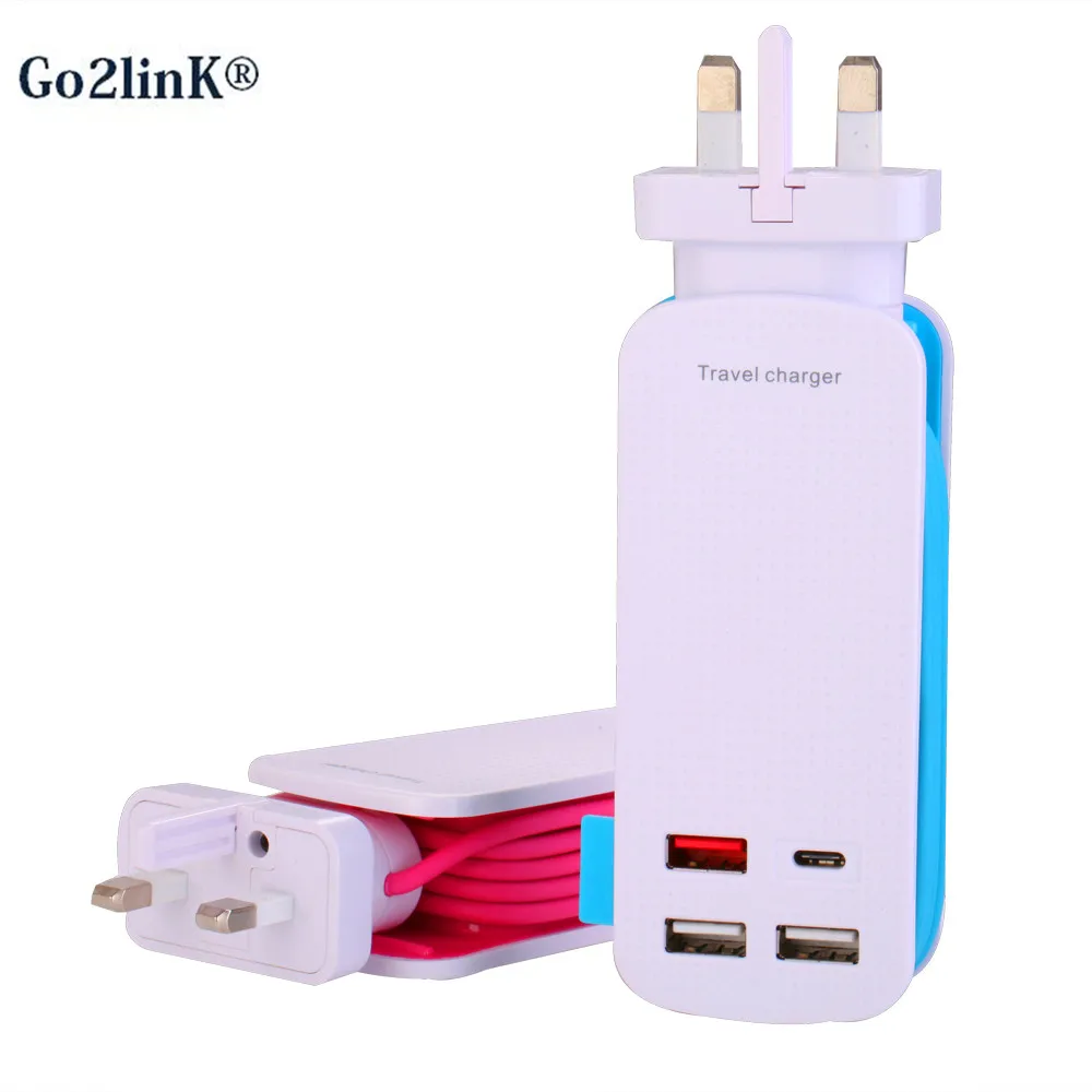 Быстрая зарядка QC 3 0 USB настенное Зарядное устройство 50 Вт 4 Порты usb хаб станция