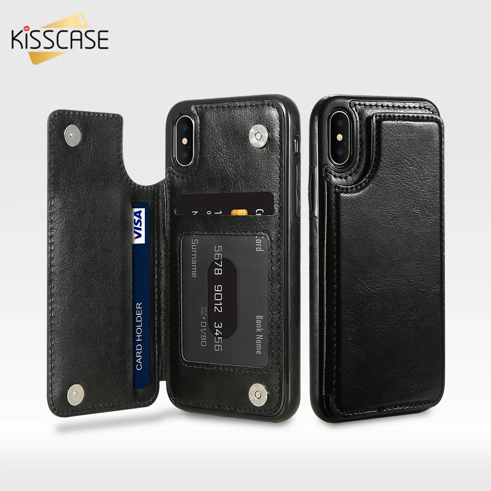 Kisscase флип Чехлы кожаный чехол бумажник для iPhone 6 6s 7 8 Plus слоты карт с рамкой фото