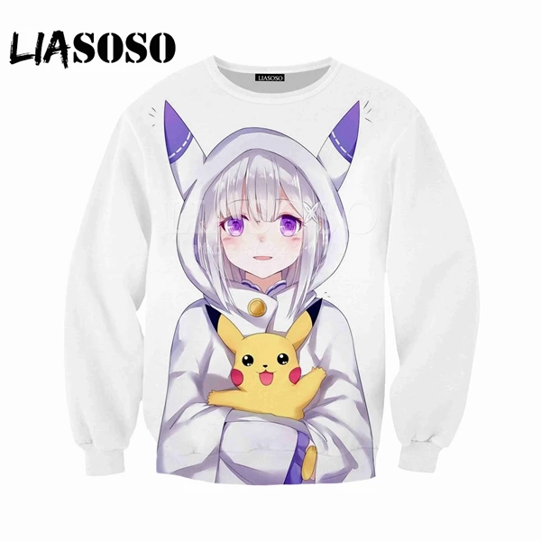 2 LIASOSO, новинка, мужская и женская толстовка, аниме, Re Zero, толстовка, 3D принт, толстовка, модная, с длинным рукавом, брендовая одежда, M053 - Цвет: 2