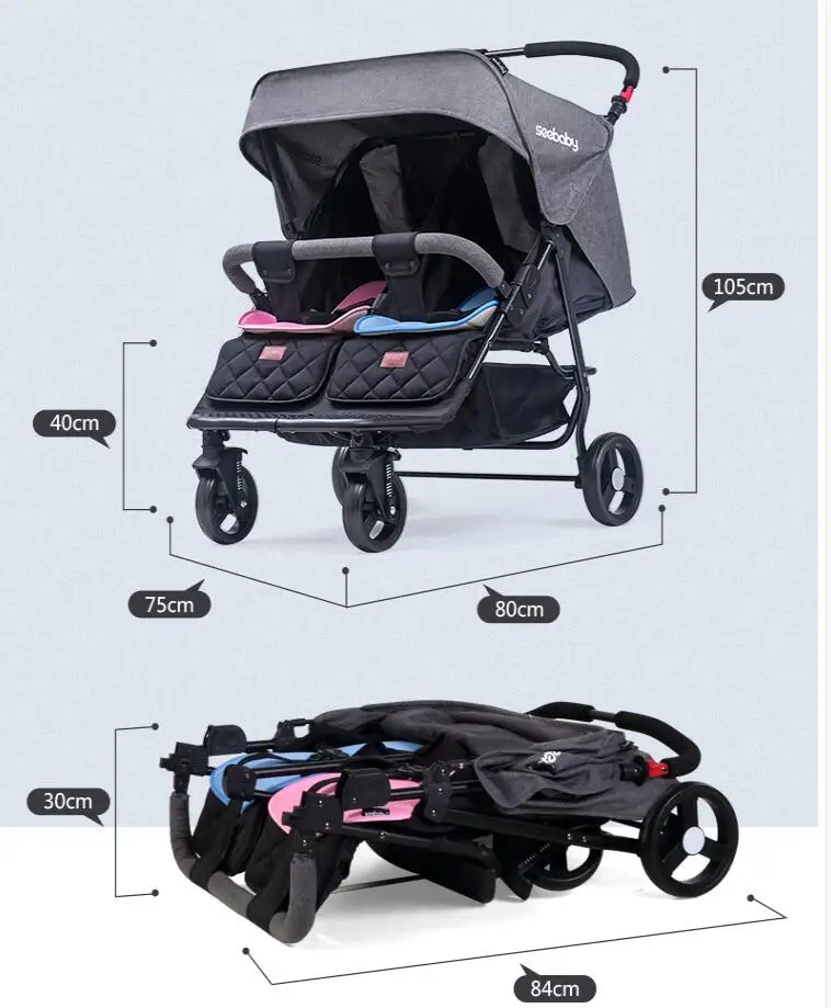 Детская двойная коляска seebaby parm cart многофункциональная складная Коляска