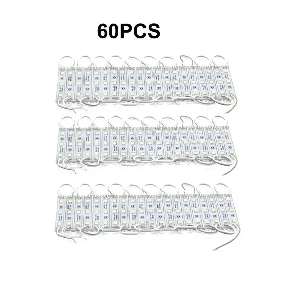 60PCS SMD 5050 Светодиодный модуль 3 светодиодный DC12V водонепроницаемый рекламный знак магазин передний ленточный светильник лампа модули света комплект белого цвета - Цвет: 60PCS