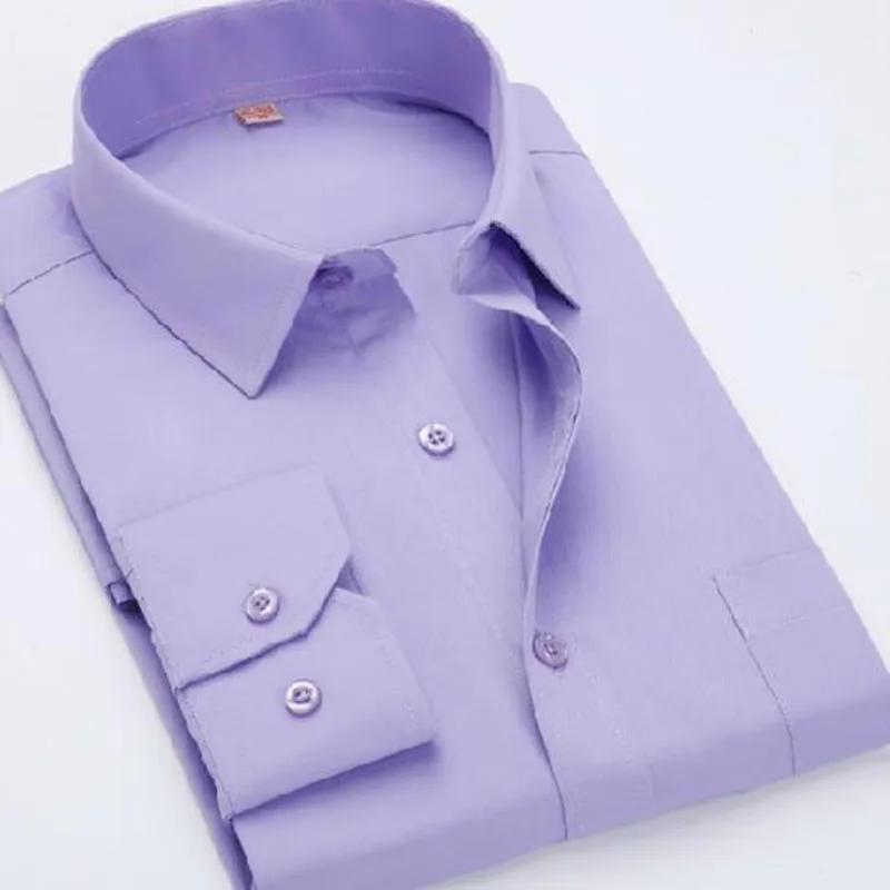Мужская Однотонная рубашка с длинным рукавом однобортная Классическая из