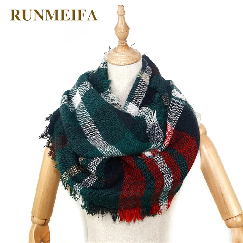 RUNMEIFA 2019 Новый клетчатый дизайн зимний теплый шарф модные акриловые шали и
