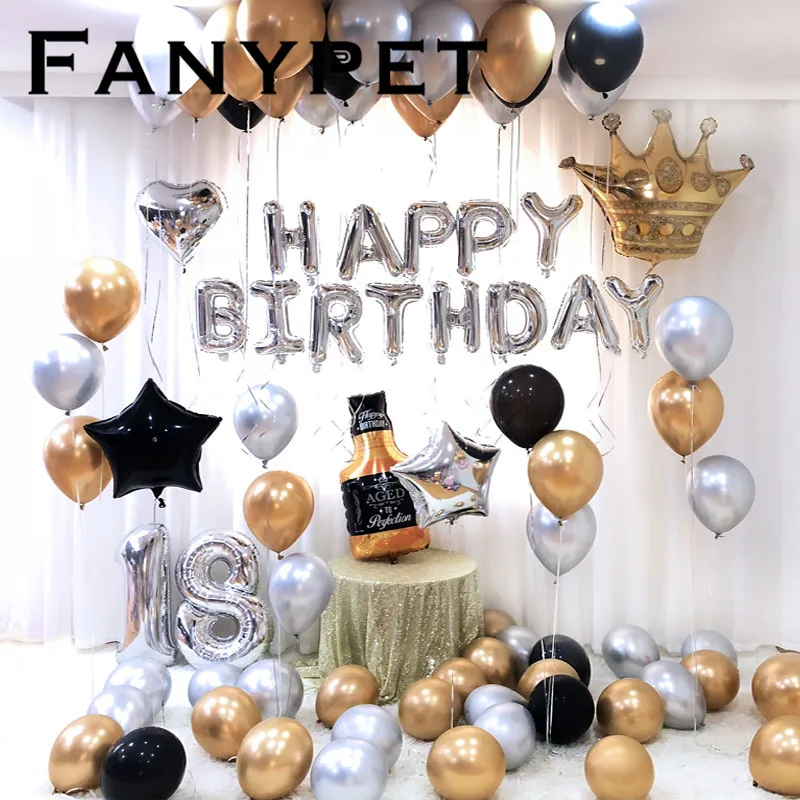 26 шт 30 '✘ Серебряная Фольга воздушные шары металлик Globos Корона 18th Юбилей Днем