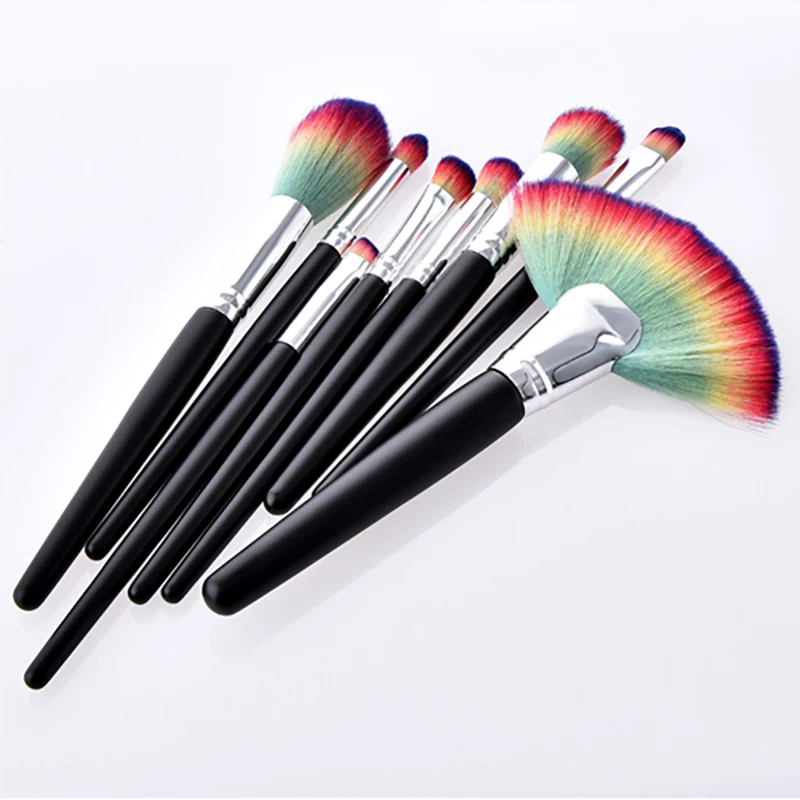 8 Branch Black Handle SilverTubewaist Makeup Brushes Beauty Tool Fan Flame Powder Foundation Brush Face&ampeye Cosmetic Brushpincel | Красота