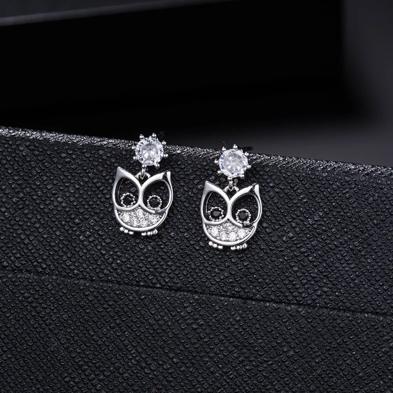 New Arrivals 925 Sterling Silver CZ Owl Stud Earrings For Women Jewelry Pendientes Brincos Free Shipping | Украшения и аксессуары