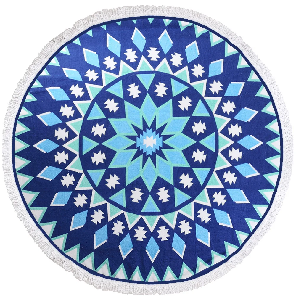 Новинка 2016 летнее большое круглое пляжное полотенце из хлопка с принтом и