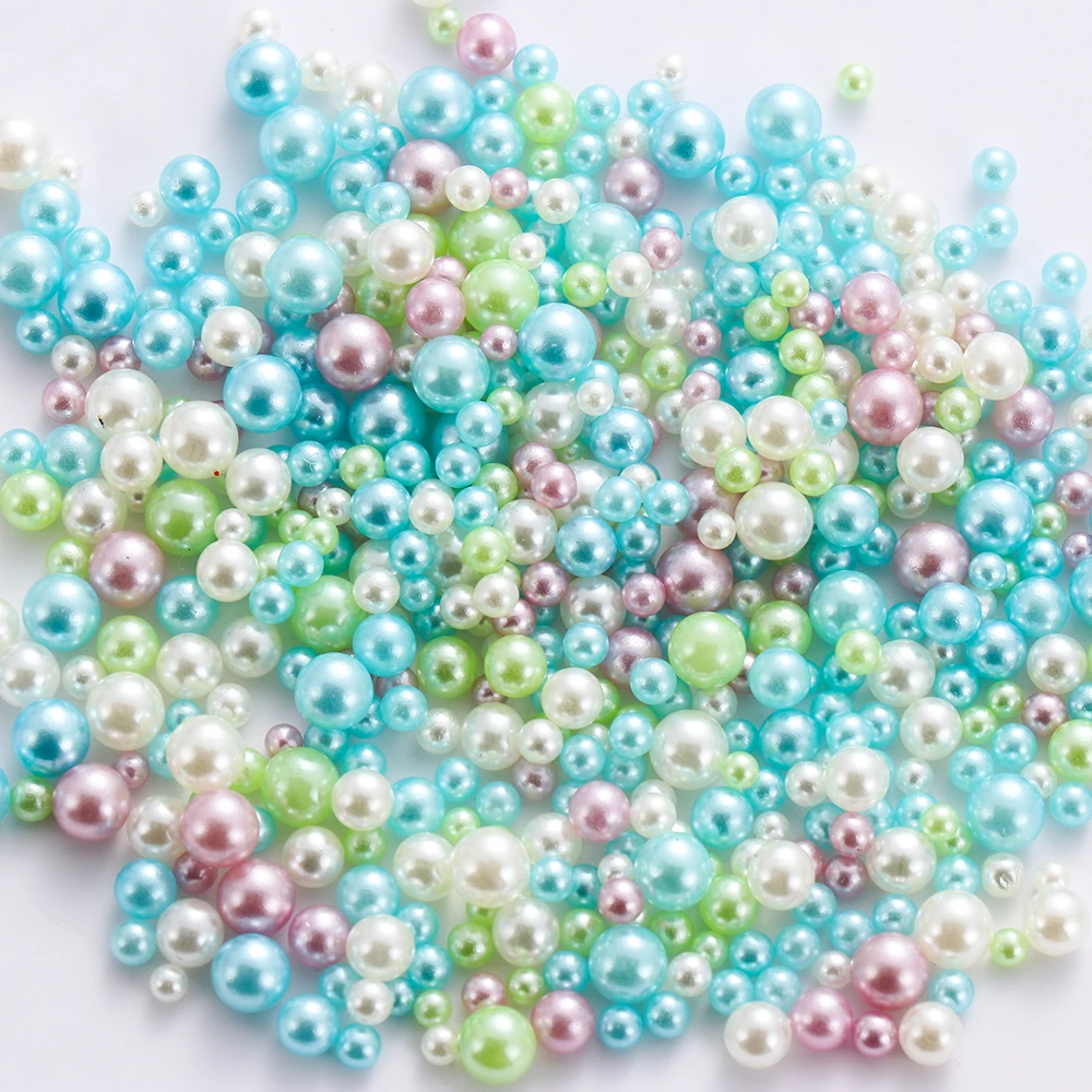500Pcs/Bag 2.5-5mm Mix Rainbow Color Round UV Resin Imitation Pearl Beads No Hole Loose Beads DIY Jewelry Necklace Making Craft