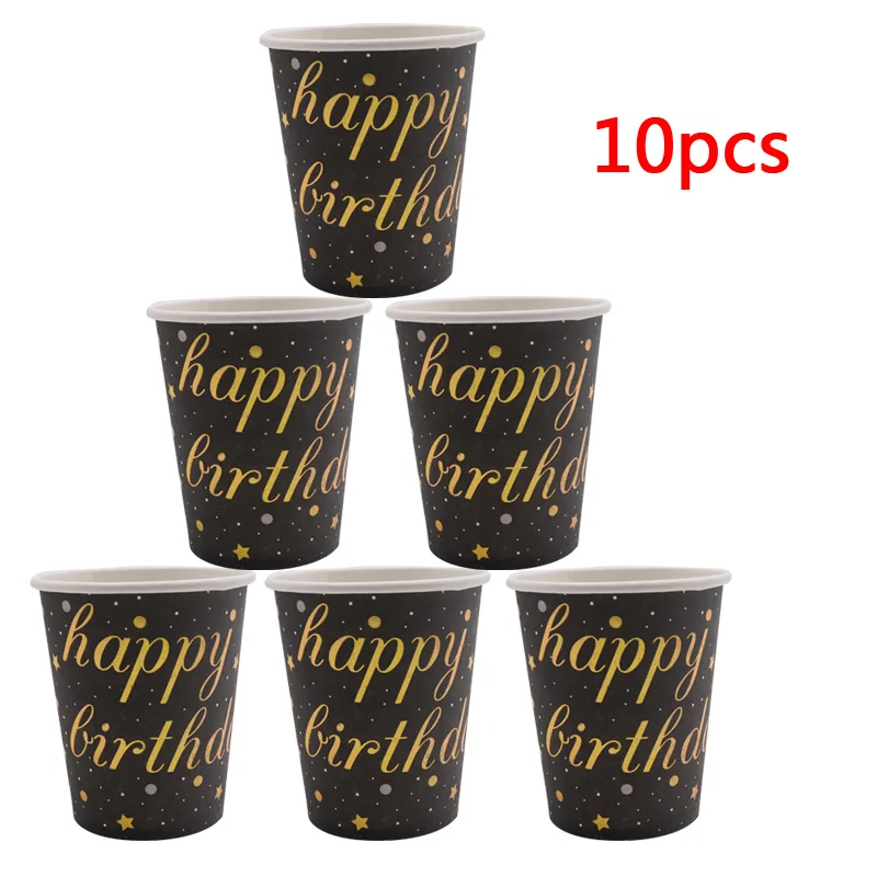 cup 10pcs Тарелки на день рождения, свадебные декорации, набор одноразовой посуды в Золотой горошек, бумажные стаканчики, соломинки, домашние вечерние принадлежности для детей - Цвет: cup 10pcs