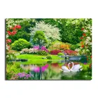 Алмазная мозаика с круглыми стразами, картина 5D Лебедь с полными квадратными стразами для сада, озера, сделай сам, вышивка крестиком, цветочный пейзаж, YH