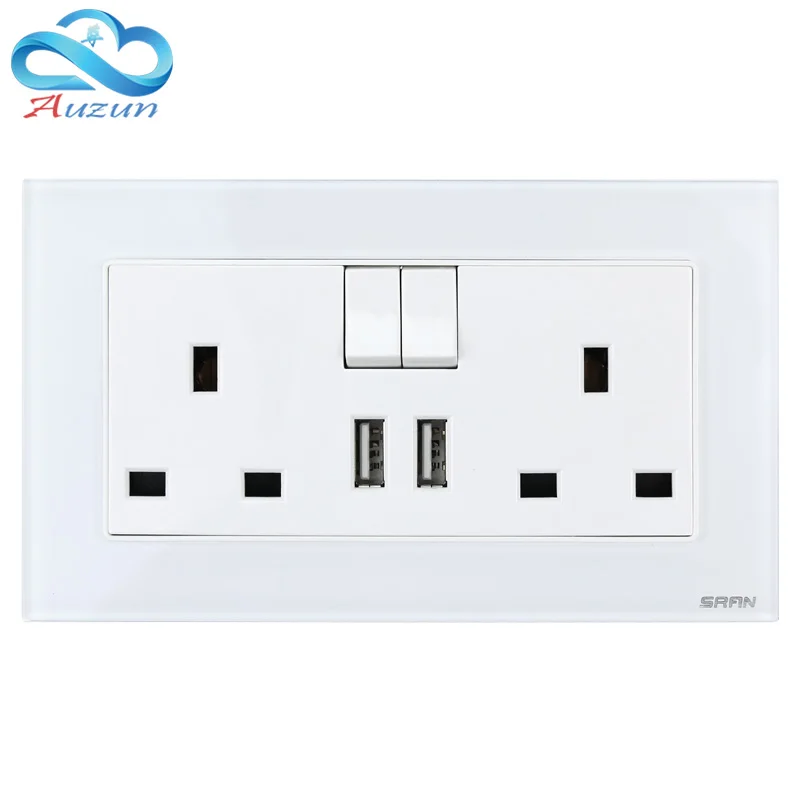 Настенная розетка 13 а квадратная с тремя отверстиями британская закаленная