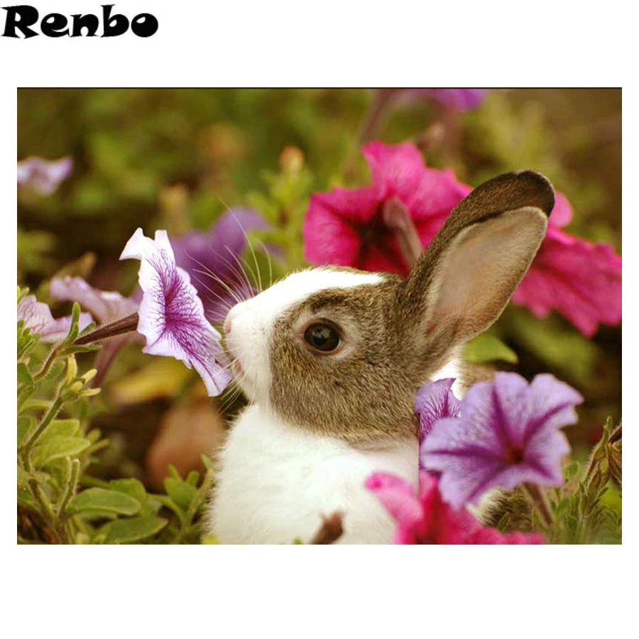 5d алмазная живопись сделай сам милый кролик полноразмерная Алмазная мозаика