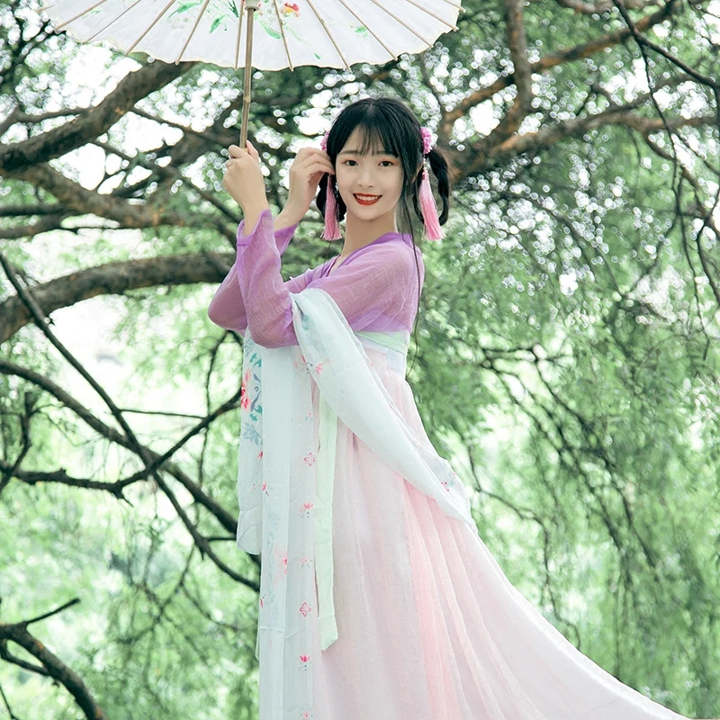 Женская юбка на талии в китайском стиле с вышивкой Hanfu студенческое платье одежда