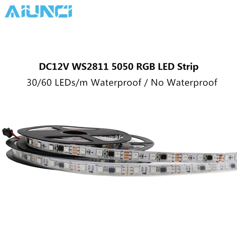 WS2811 Светодиодная лента 5 м 30/60 светодиодов/м ws2811 IC/метр 12 В постоянного тока