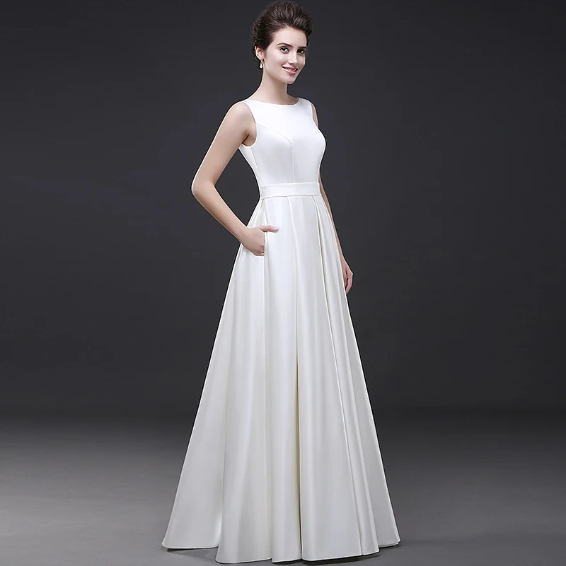 Ladybeauty пляжные свадебные платья Vestido Noiva простые белые вечерние платья трапециевидной формы для выпускного вечера