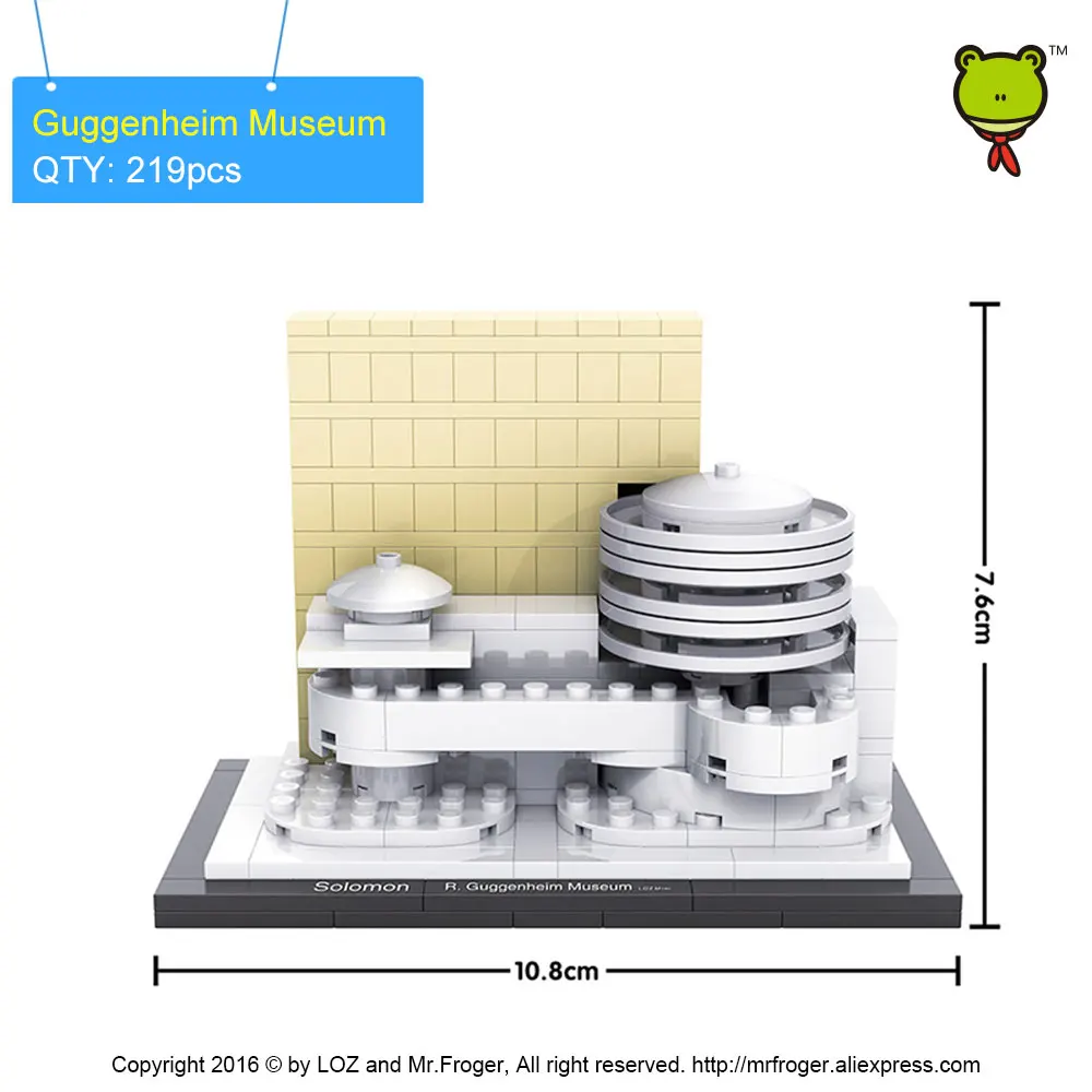 Mr. Froger LOZ architecture Guggenheim дом в музее DIY модельные наборы мини блок Forge World City модели