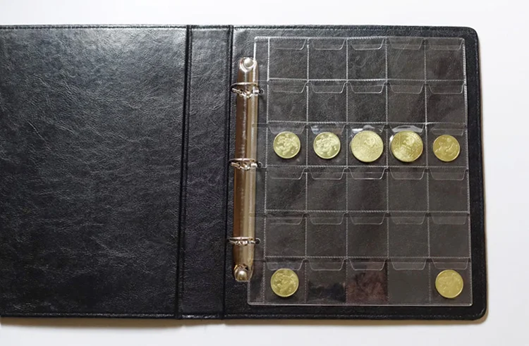 

40PCS album for coins albums page 20/30/42 pocket coins collection PVC transparent inside pages 252 x 200 mm coins loose leaf