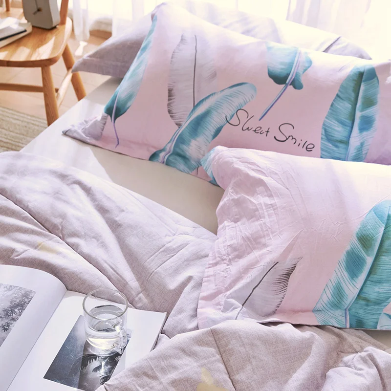 Reactive Printed Pink Color Comforter Sets Spring Summer Bed Linens 2/3 PC Twin Full Queen Size Kids Adult Girls Bedding | Дом и сад