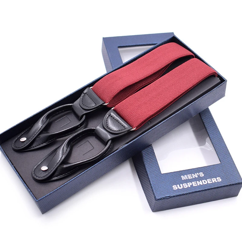 Подтяжки на пуговицах для взрослых черные кожаные подтяжки Y образной формы