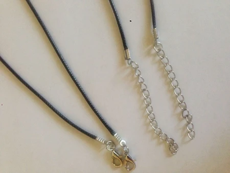 100pcs 1.5mm Black Wax Leather Cord Snake Necklace Beading String Rope Wire 45cm+5cm Extender Chain With Lobster Clasp DIY | Украшения и