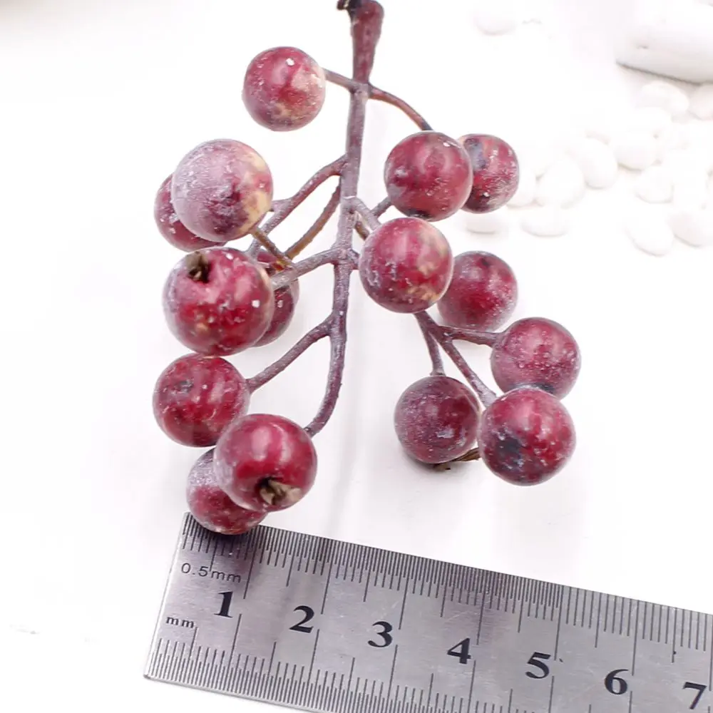 10unids 16 головок мини Поддельные Фрукты Пена маленькие ягоды вишня ветка DIY Искусственные тычинки цветок для свадьбы домашнего ремесла украшения