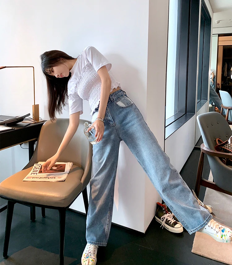 Женские узкие джинсы весенние прямые женские джинсовая одежда повседневные