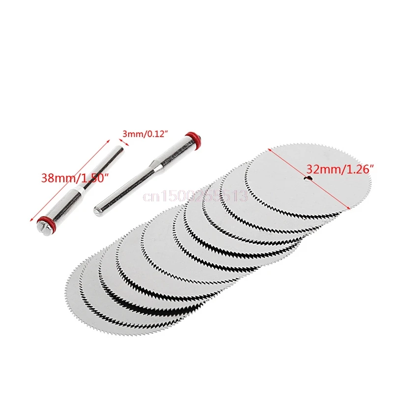 

10 x 32mm Wood Saw Blade Disc + 2 x Rod Dremel Rotary Cutting Tool