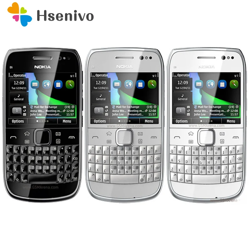 E6 Refurbished Original Unlocked Nokia E6 E6-00 2.4'inch 8MP Camera 3G WIFI Bluetooth FM Symbian OS Mobile Phone Free shipping