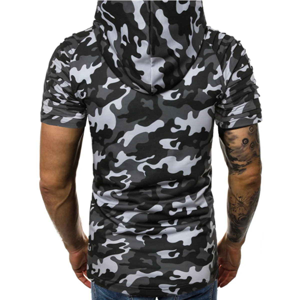 2017 Мужская камуфляжная футболка с капюшоном коротким рукавом большие футболки