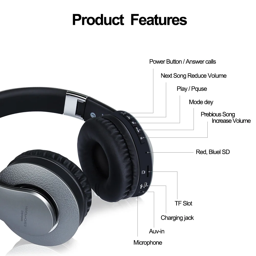 AlWUP беспроводные Bluetooth наушники для Samsung Galaxy PC Поддержка Радио MP3 плеер с