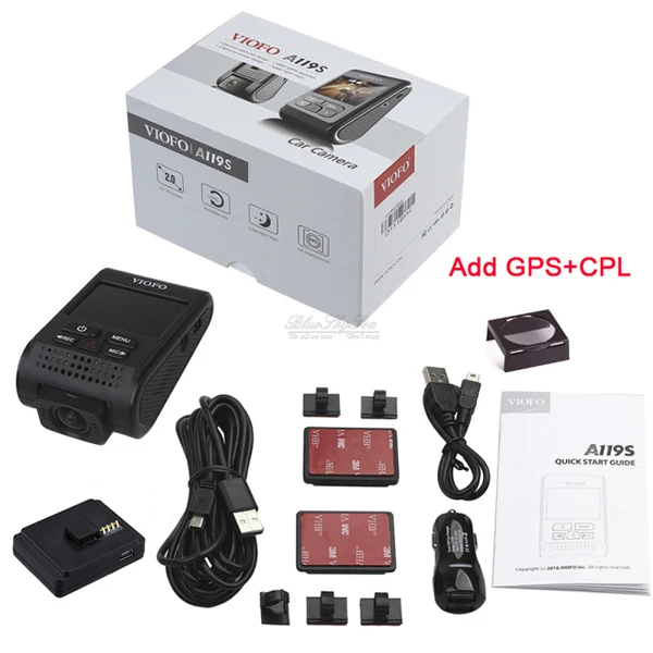 Add GPS and CPL «viofo» A119 pro V2 конденсатор Novatek Автомобильный видеорегистратор HD 1080p камера DVR дополнительный gps CPL фильтр(обновленная версия V2) DVR - Название цвета: Add GPS and CPL