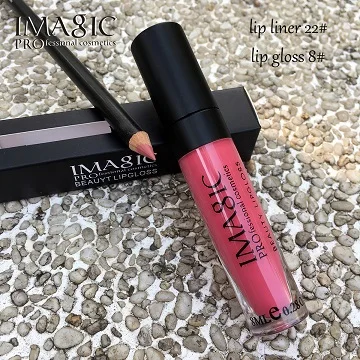 Imagic/для губ блеск для губ+ карандаш для губ увлажняющий крем, Длительное Действие, Водонепроницаемый матовая губная помада матовых оттенков, блеск для губ, фирменная губная помада, Макияж для губ - Цвет: 8