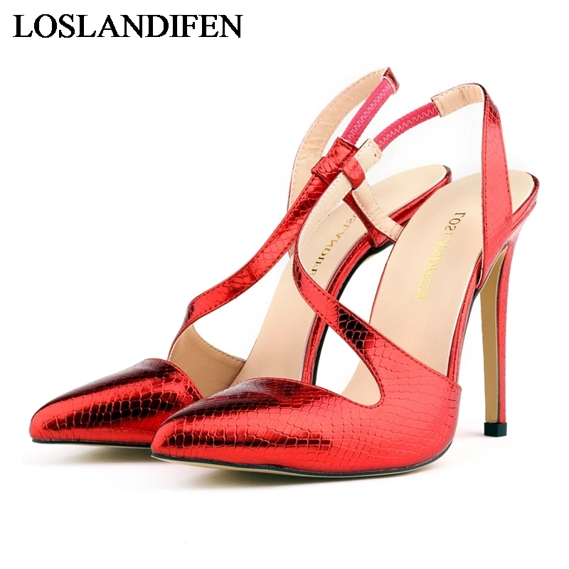 

Women Sandals Pu Leather High Heels Summer Shoes Women Sexy Sandals Party Wedding Shoes Plus Size 35-42 NLK-C0126