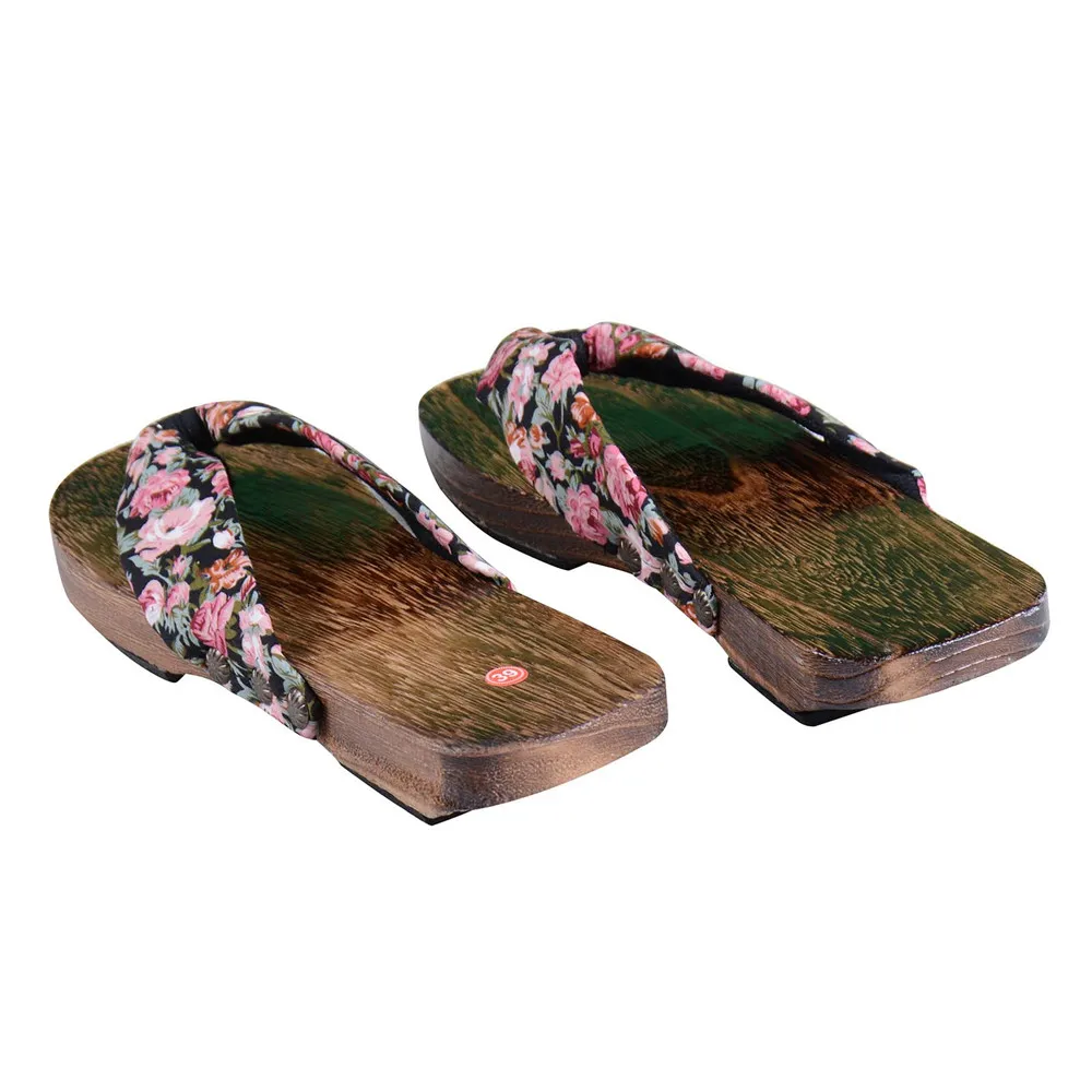Женские японские кимоно Geta сабо Вьетнамки Нескользящие шлепанцы с цветочным