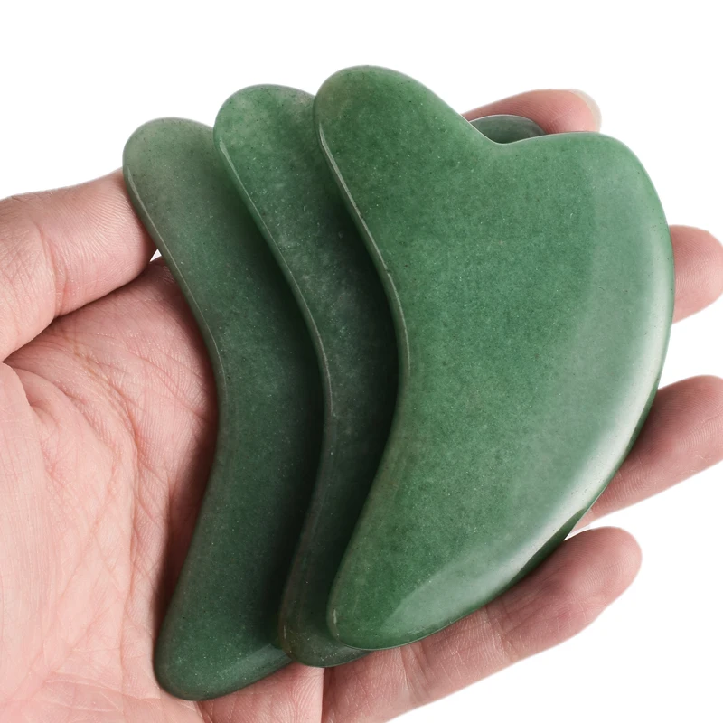 Нефритовый массажер для лица 1 шт. натуральный зеленый авантюрин инструмент Gua Sha