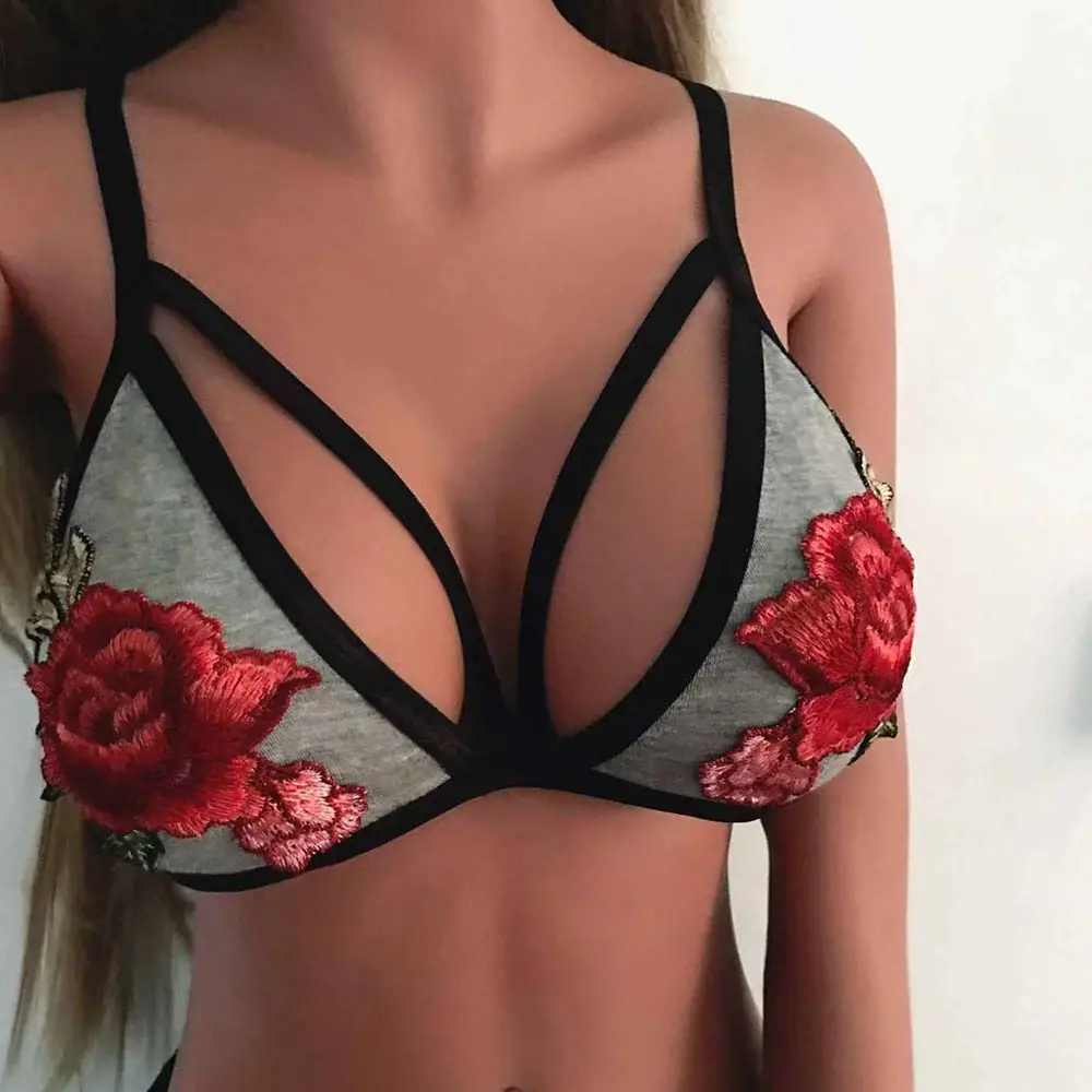 New Fashion Sexy Women Lace Sheer Lingeire Bra Elastic Bandage Floral Embroidery Bralette Crop Tops 2019 Clothing | Женская одежда