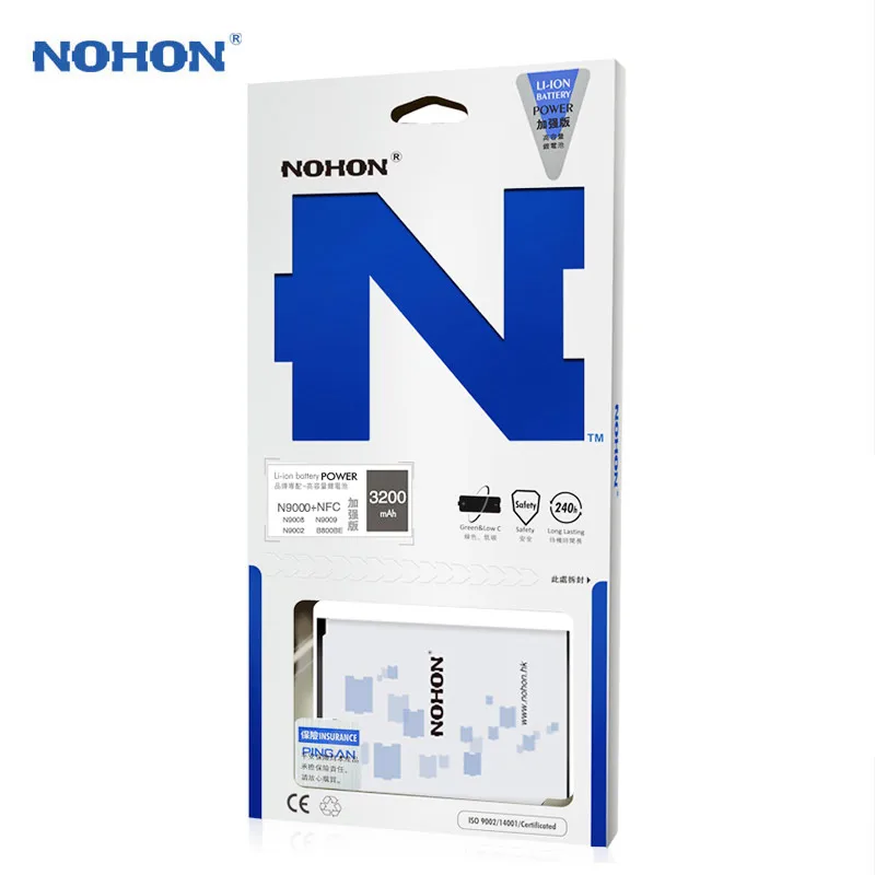 Оригинальный nohon Батарея b800be для Samsung Galaxy Note 3 Note3 N9000 N900 N9005 N9002 N9006 с NFC Замена Bateria 3200