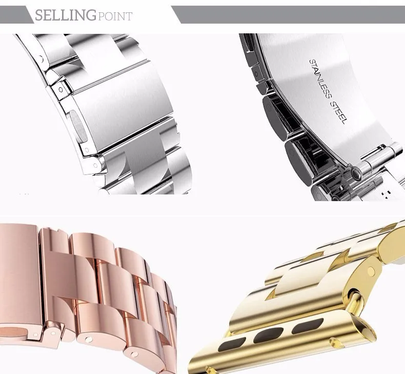 Космический серый ремешок для часов Apple Watch Band 42 мм 38 мм ремешок из нержавеющей стали Пряжка адаптер Ссылка Браслет спортивная версия
