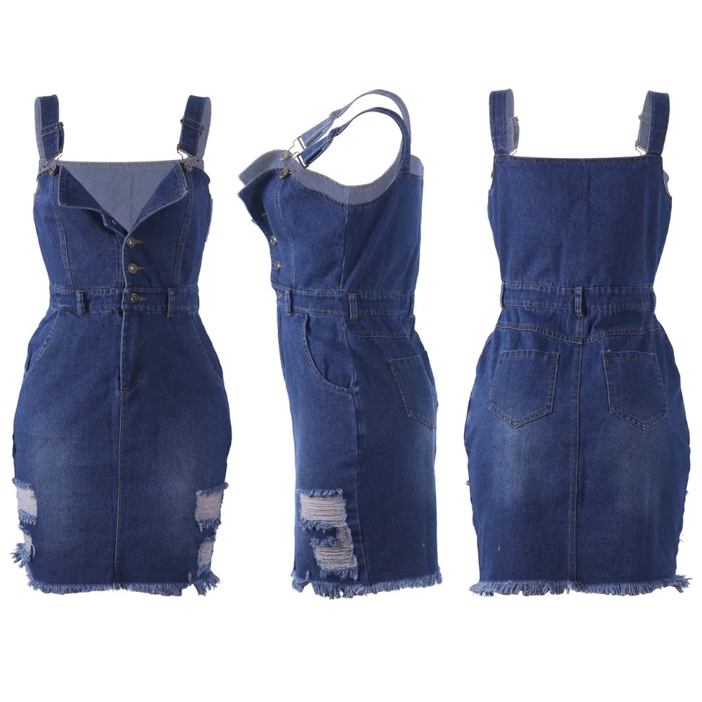 Регулируемый ремень v образный вырез пуговицы джинсы сексуальное платье