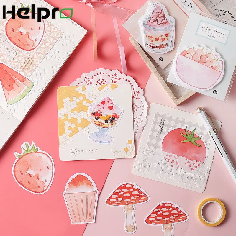 Helpro 30 листов/Набор Kawaii липкие нотки фруктовый мороженое мультфильм бумага