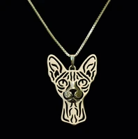 new fashion sphynx cat necklace cat pendant jewelry golden colors plated 12pcslot