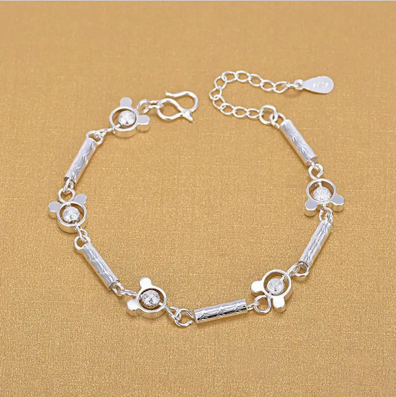 TJP милые женские серебряные браслеты в форме мыши ювелирные изделия новые модные