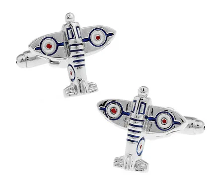 

1 Pair Retail Men's Cufflinks Silver Color Brass Plane Design