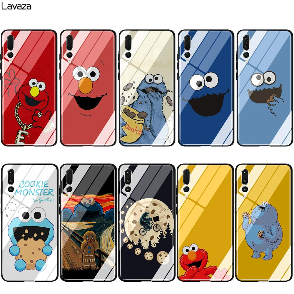 Стеклянный чехол Lavaza Elmo из ТПУ с изображением печенья монстра для Huawei Mate 20 P10 P20 P30