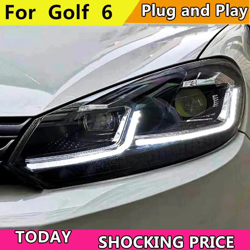 Автомобильный Стайлинг для VW Golf 6 2009-2013 светодиодный ные фары MK6 передняя лампа