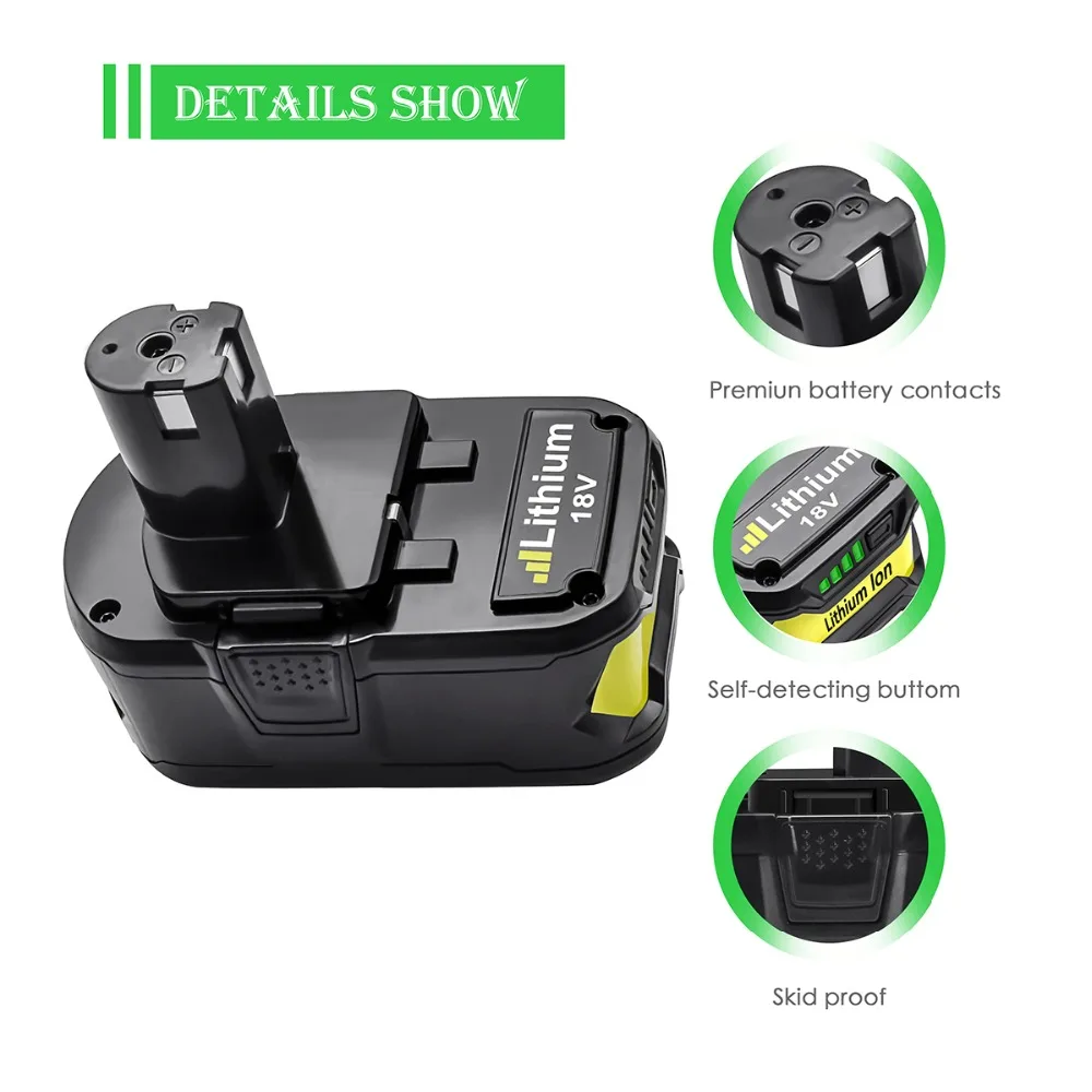 Powtree для Ryobi 9000mAh 18V P108 литий-ионная аккумуляторная батарея для электроинструмента RB18L40 P107 P104 BIW180