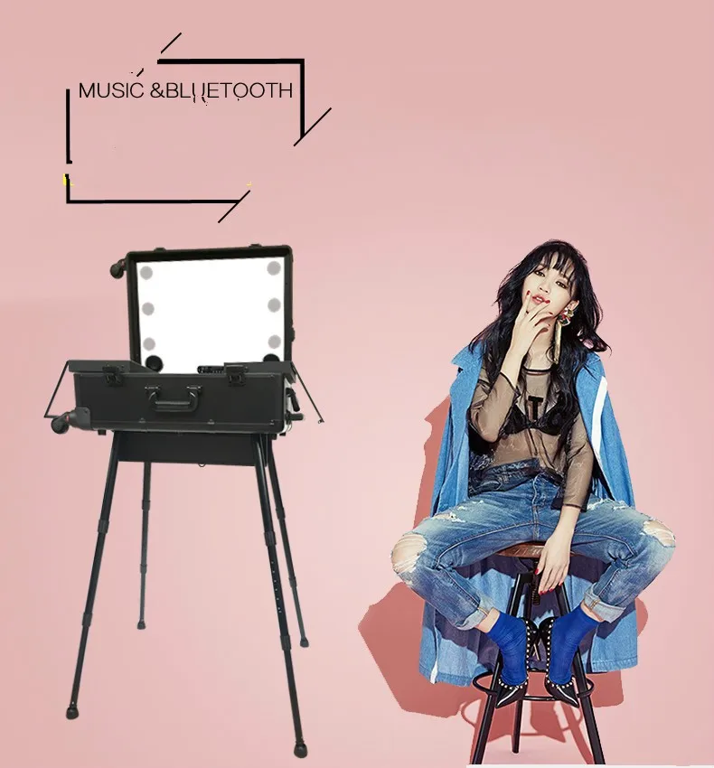 Профессиональный студийный чехол для макияжа со шлейфом и подсветкой