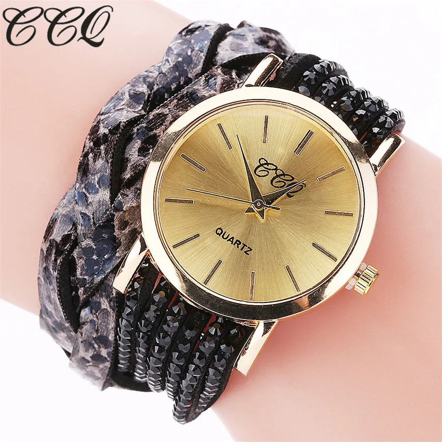 Часы наручные CCQ женские с змеиным принтом Брендовые повседневные винтажные