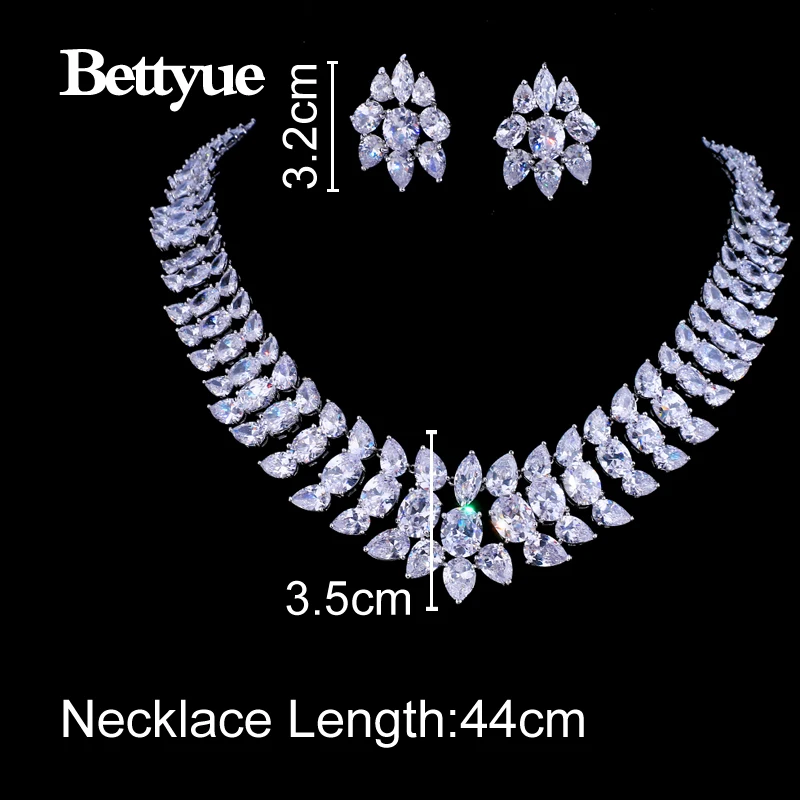 

Bettyue Brand Luxury Fashion Cubic Zircon White Gold Color Jewelry Sets For Europe And America Style Wedding Woman Party Gifts