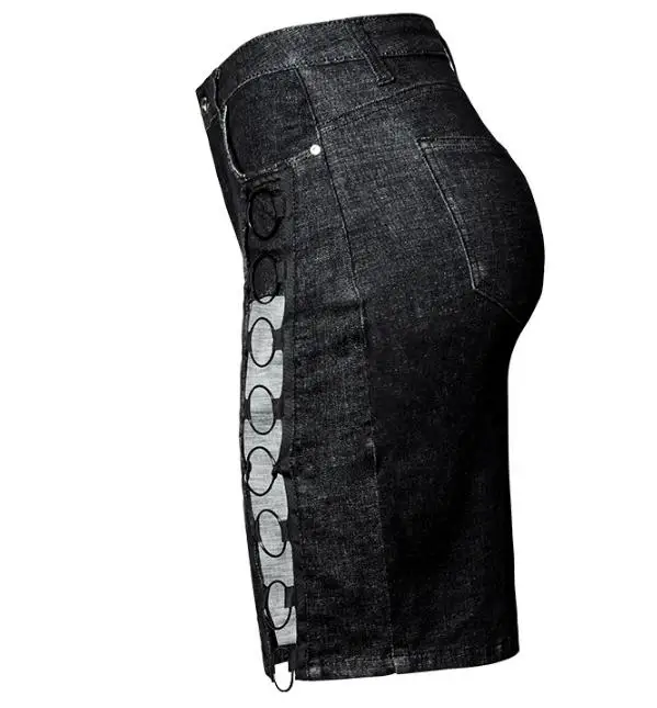 2019 S/3XL Новинка женские эластичные юбки с высокой талией и разрезом джинсовые